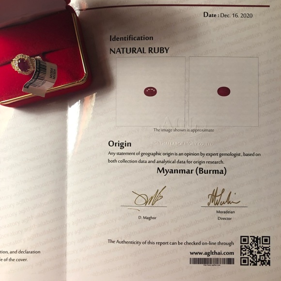 1.73 ct Certified Burma Ruby, .29ctw Dias, 18kt YG - Picture 6 of 9